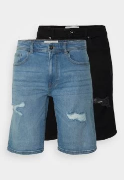 Pier One Unisex 2 Pack - Shorts Vaqueros - Blue/Black Denim -Tienda De Ropa 07a2a099e2d644ab8c70e05709f387ae