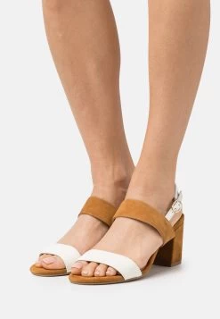 Pier One Leather- Sandalias - White/Cognac