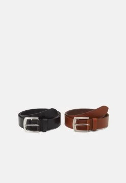 Pier One Leather 2 Pack - Cinturón - Cognac/Black