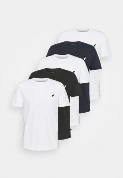 Pier One 5 Pack - Camiseta Básica - White/Black/Dark Blue -Tienda De Ropa 8041bfdceeaa4d4a9a850e92a8c64783