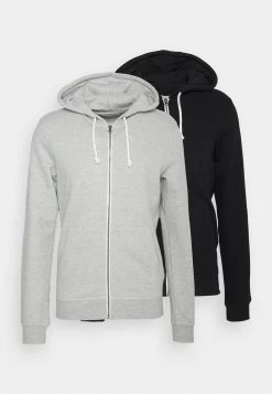 Pier One 2 Pack - Sudadera Con Cremallera - Black/Mottled Light Grey -Tienda De Ropa 96d9cf5cbbb34311a60124bf9c8100fc
