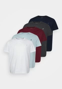 Pier One 5 Pack - Camiseta Básica - White/Mottled Dark Grey/Bordeaux -Tienda De Ropa 9a68ad18204f43e0abb4813a31752b65