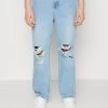 Pier One Distress On Knees - Vaqueros Boyfriend - Light Blue Denim