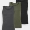 Pier One 3 Pack - Camiseta Interior - Black/Khaki/Mottled Dark Grey -Tienda De Ropa dcdf4f7f98684599b47537ac7ea160f4