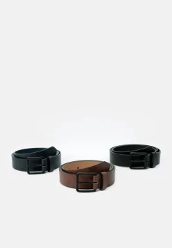 Pier One 3 Pack - Cinturón - Black - 802_Brown - 702_Dark Blue - 503